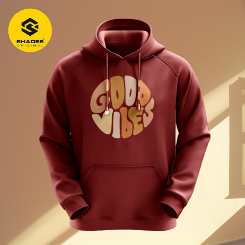 good vibes maroon hoodie